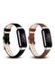 (Pack of 2) Leather Strap For Fitbit Luxe Strap for Women Men - Black/Dark Brown