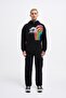 Men's Rainbow Printed Hoodie Black - 4