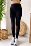 Ribbed women's tights with raised inside - black