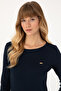 Women's Navy Blue Slim Crew Neck Basic Sweatshirt 50315419-Vr033 - 2