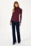 Women's Burgundy Turtleneck Sweatshirt 50313430-Vr177 - 4