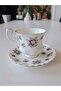 Sweet Violets Bone China Antique Double Size Porcelain Coffee Cup and Saucer 2 Pieces 120 ml - 4