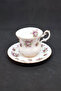 Sweet Violets Bone China Antique Double Size Porcelain Coffee Cup and Saucer 2 Pieces 120 ml