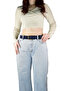 100% Genuine Leather, 4 cm Suede Navy Blue Women's Belt with Gold Color Buckle; Jeans, Sports Belt=Suede.76.Navy Blue - 2