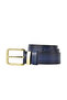 100% Genuine Leather Gold Buckle, Navy Blue Women's Jeans Belt with Metal Bridge, 4 cm=2 pieces-met.bridge.-byn-76 - 6