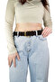 100% Genuine Leather, 4 cm Suede Dark Brown Women's Belt with Gold Buckle; Jeans, Sports Belt=Suede.26.Koka - 2