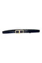 100% Genuine Leather, Thin 2 cm Navy Blue Women's Belt with Gold Color Buckle; Dress, Trouser Belt_Glasses - 3