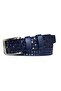 Genuine Leather Navy Blue Patterned Belt 4 Cm=Dk-0121