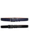 100% جلد طبيعي، طقم مكون من قطعتين أسود، أزرق داكن، قماش مطبوع بنقاط مخيطةحزام 3.5 سم منقط - 3