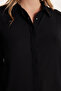 Women's Relax Fit Relax Cut Crepe Fabric Spanish Cuff Black Solid Shirt - 3