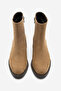 Women's Zippered Heeled Casual Boots Huna Tan Suede - 6