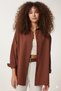 Women's Brown Oversize Long Basic Shirt Hzl22w-bd139001 - 3