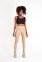 Women's Beige Color Raised High Waist Leather Leggings - 4
