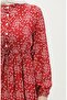 Gülsüm Half Button Floral Viscose Dress 0358-05 Claret Red - 4