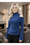 Women's New Product Sax Modanna Collar Spanish Sleeve Turtleneck Wrinkled Fabric Blouse - 4