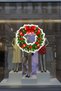 New Year's Wreath Glass Sticker with Red Ribbon – Door & Showcase New Year Decoration