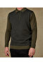 Claro Knitted Fabric Cotton Blend Modern Fit Khaki Polo Collar Men's Patterned Knitwear - 3
