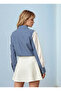 Women's Special Design Collar Cuffed Striped Paneled Cropped Short Shirt Blouse - 4