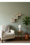 Decorative Natural Wood Wall Shelf with Ladder Design - 4