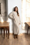 Crew Neck Casual Knit Long Sleeve Hair Braid Patterned Long Women's Dress - 3