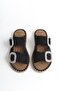 Women's Daily Slippers with Double Band and Stone Buckle - 7