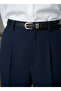 Elegant Stitched Leather Belt with Gold Buckle