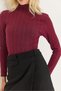 Women's Turtleneck Knitwear Stretchy Sweater Burgundy - 5