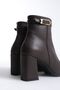 Women's Side Zipper Buckle Detailed Thick Heeled Pointed Toe Casual Boots Jura Brown - 5
