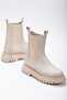 Chelsea Women's Beige Thick Sole Daily Elastic Boots - 6