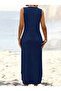 Women's Etegi Oval Slit Zero Sleeve Vikon Midi Length Dress-Navy Blue - 6