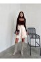 Suede Belted Flared Mini Skirt - 6