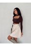 Suede Belted Flared Mini Skirt - 7