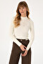 Women's Cream Half Turtleneck Sweater 50310051-Vr256 - 3