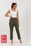 1005 Khaki Carrot Leg High Waist Lycra Woven Women's Trousers