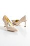 Women's Gold Satin Closed Back 8 cm Thin Galvanized Heeled Comfortable Stiletto - 4