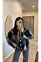 Women's Popular Oversize Pocketless Furry Diamond Pattern Trend Cardigan - 2