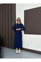 Women's Tie Detail Regular Long Modal Navy Blue Dress - 4