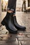 Women's Marta Black Leather Elastic Waterproof Boots - 2