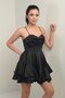 Women's String Strap Back Tie Underwire Skirt Layered Lined Satin Short Dress - 2
