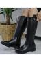 Women's milan knee high boots black leather - 2