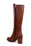 Women's Tan Brown Faux Leather Skin Boots Stylish Bead Detailed Boots Thick Heeled Daily Comfortable Boots - 3