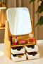 Bamboo Drawer Mirror Jewelry Organizer – 4 Drawers, 360 °   Rotating Mirror - 3