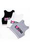 Girl's 3-Piece Non-Padded Colorful Thick Strap Cotton Lycra Half Tank Top Training Bra Bustier Body-Hugging Stretch Fabric - 6134-3 - 2