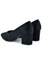 Patricia Black Satin Stone Mesh Pointed Toe Thick Heeled Classic Shoes - 6