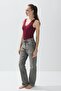 Women's Burgundy Color V-Neck Snap-On Bodysuit - 5