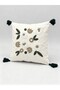 Single Punch Embroidered 100% Cotton White Fabric Throw Pillow Cover - 3