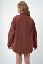 Women's Brown Oversize Long Woven Shirt ALC-X6828 - 5