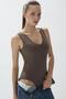 Women's Mink Color V-Neck Snap-On Bodysuit