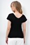 Black Front and Back V-Neck Openwork Summer Knitwear Blouse Alc-X14147 - 5