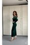 Women's Sequin Madonna Collar Velvet Stylish Evening Dress - 2